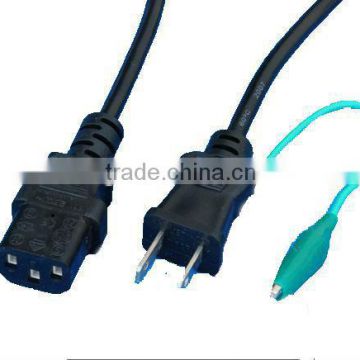 IEC 320 C13 power cord with Japan 3-prong plug PSE approval