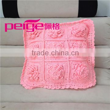 pink crochet Cushion cover