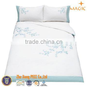 Border Embroidered Floral Duck Egg Bedding Sets Duvet Cover Pillow Case