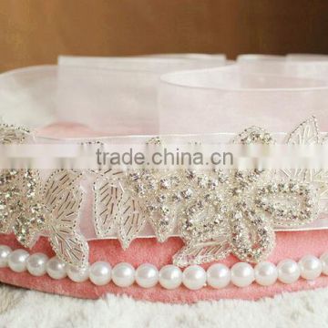 24*5.8cm Leaf Clear DIY Craft Bridal Sash Rhinestone Trim Belt