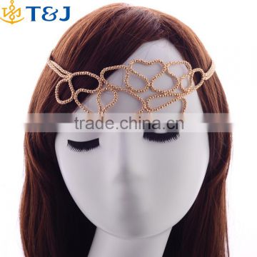 Excellent gold irregular bead hair chians multilayer head chains girls hair accessories