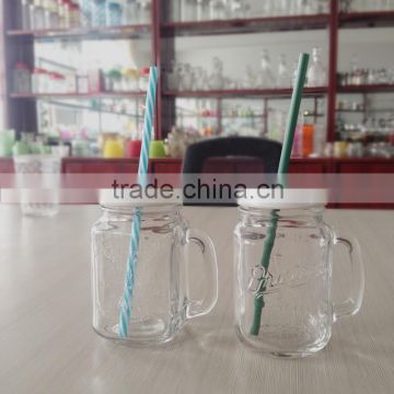 clear drinking glass juice cup with handle and metal lid and straw, glass mason jar, glass bottle                        
                                                Quality Choice