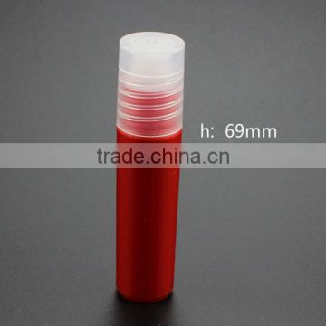 5ml colorful red frosted pp roller ball bottle for perfume latex with silvery transparent glod cap