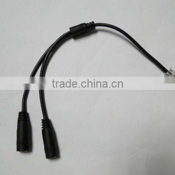Headset adapter cord from double 3.5MM DC plug to RJ11 plug