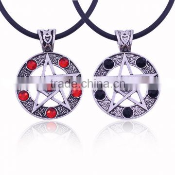 Japan Animation rubine inlay jewelry Hollow out pentagram pendant Black Butler necklace