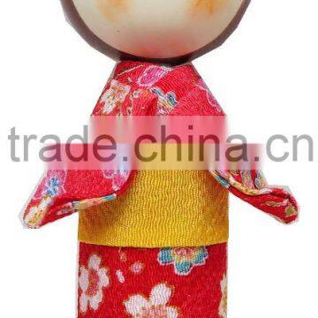 Wooden Japanese Kimono Kokeshi Doll Stylish Girl