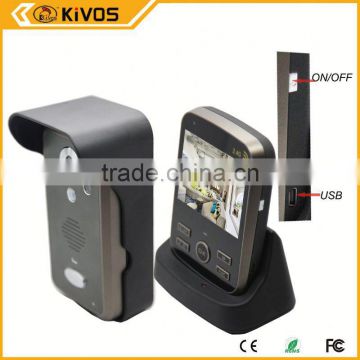 2.4Ghz 300meter kivos kdb300 wireless video door phone for villa With Pir Auto-detection Recording