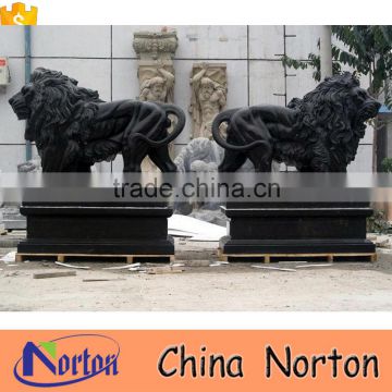 Norton factory price China black marble mighty lions main gate decor NTBM-L004L