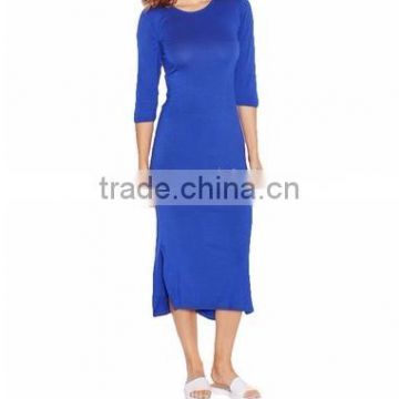Wholesale OEM Apparel Clothes Women 3/4 Sleeve Side Split Midi Dress