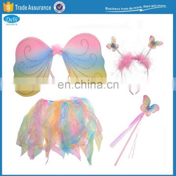 4pcs Rainbow Fairy Set with Wings/Tutu/Wand/Headband for party