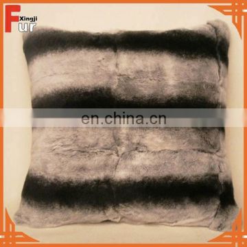 High Quality Chinchila Style Rex Rabbit Fur Cushion Cover