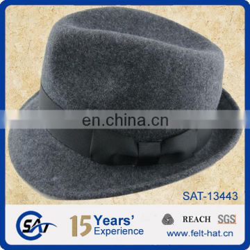 mix grey 100% wool trilby hat
