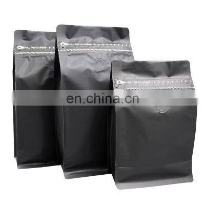 biodegrade matte plastic flat bottom stand up pouch ziplock packaging coffee bag with valve customized coffee bags