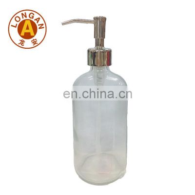 500ml cosmetics cream glass storage jar candle bottle with glass bottle cap 304 stainless steel lotion pumps in different color