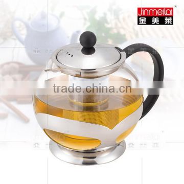 glass teapot with stainless steel , home glass teapot