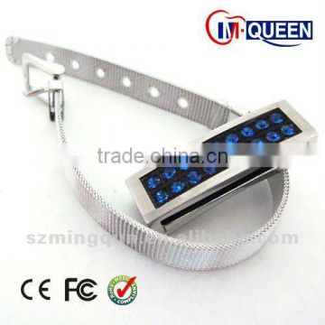 Jeweled metal bracelet usb flash drive