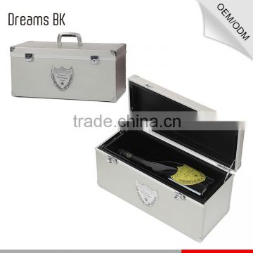 China supplier professional portable aluminum metal wine bottle package box case custom with logo