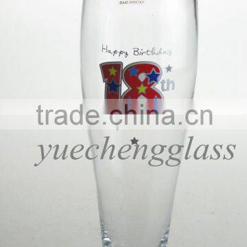 Handmade beer glass with decal for birthday party wholesale