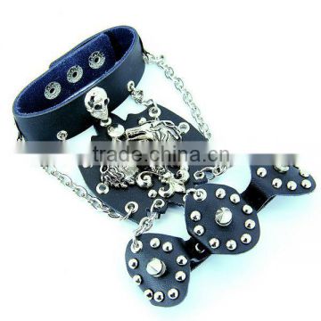 2014 new coming leather skull bracelets for men