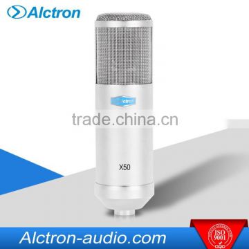 Alctron X50S Professional Large Diaphragm Studio Condenser Microphone with a detachable POP filter.