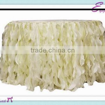 YHK#43 curly table skirt - polyester banquet wedding wholesale chair cover sash table cloth skirt linen