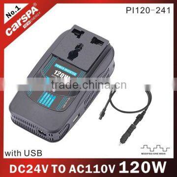 New type DC24v to AC110V power inverterter,dc to ac mini car inverter 120W