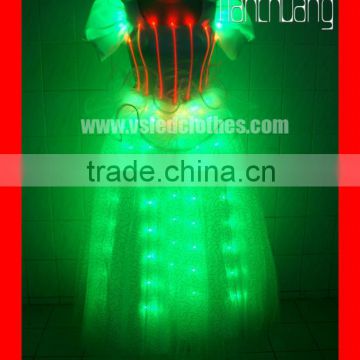 fiber optic wedding dress/programmable light up prom dress/Full color light up suit