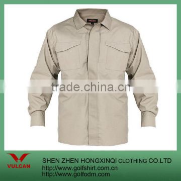 100% Woven Polyester Men Solid Gray Color Workwear Long Sleeve