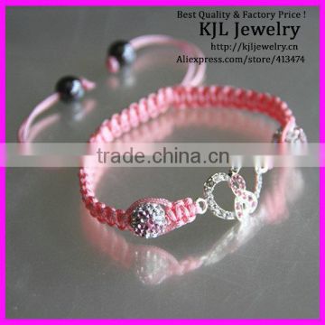 GZKJL-BL0107 Pink shamballa bracelet, pink ribbon bead bracelet,pink breast cancer bracelet