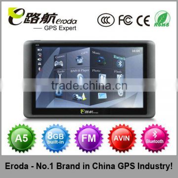 Eroda 7 inch slim gps navigation Windows CE 6.0+Atlas V+600HZ+128M,4GB nand flash+FM+Bluetooth+AVIN+full function+cheap price