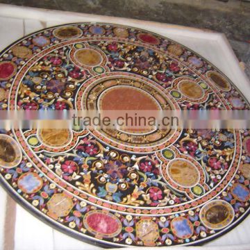 Semi Precious Stone Inlaid Marble Pietra Dura Table Top