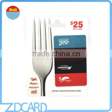 High Quality Plastic Barcode Gift Card with Backing Card