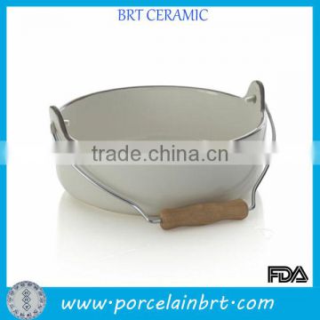 Facility Big Ceramic Pet Dog Bowl with long handle