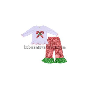 Beautiful X-mas candy appliqued set for baby girls - BB843