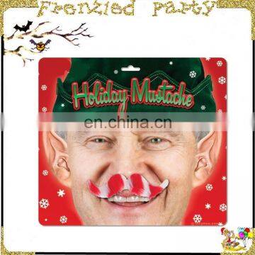 Self Adhesive red and white christmas fake moustache FGM-0040