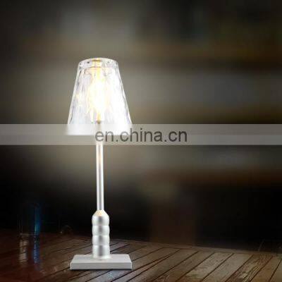 Creative modern cordless hotel bedroom glass table lamp