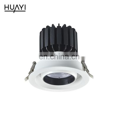 HUAYI High Quality Simple Style Aluminum Adjustable Angle Pc Cob 12 20 30 W Indoor Hotel Recessed Led Spotlight