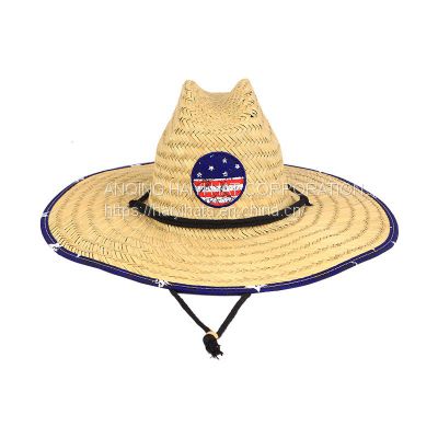 European and American men and women beach hat sunscreen straw long brim tether visor