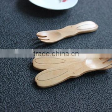 cute rabbit shaped design children small spaghetti wooden spoon