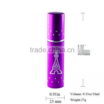 10ml Metallic Portable Perfume Spray Glass Bottles,Essential Oil Packaging Bottles With Pump Sprayer Cap