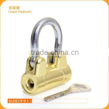 Golden Color Ingot Padlock With Vane Key