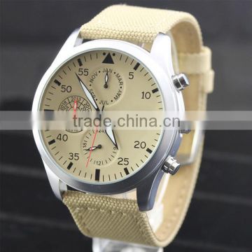 YB trend design quartz vintage watch cream-coloured nato nylon watch