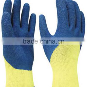 10 gauge cut resistant shell crinkle latex dipped glove,open back