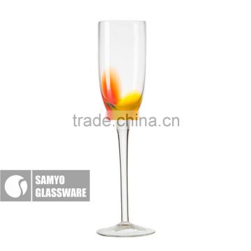SAMYO handmade elegant hot sale glass champagne flute with two color