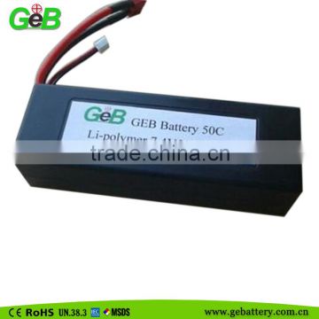 high rate racing car battery 7.4v 5000mah 50C rechargeable lipo battery pack