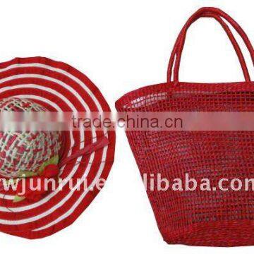 Hot Selling Straw Handbag With Fancy Hat