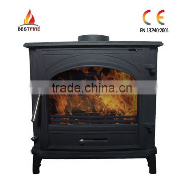 Freestanding closed cast iron solid fuel heating fireplace
