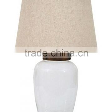 clear oval glass table lamp with linen empire shade