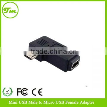 90 Degree Left Angle Mini USB Male to Micro USB Female Adapter Charger Plug