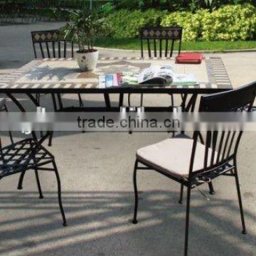 2015 fashionable rectangle mosaic pattern table and chair for garden set